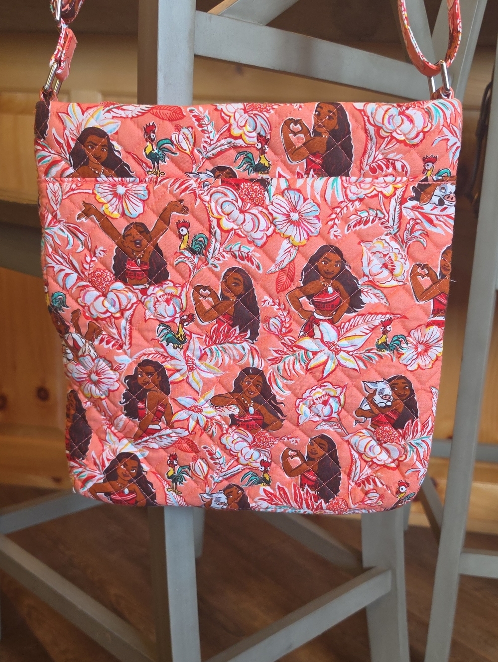 Disney Vera Bradley Quilted Coral Floral Moana Crossbody Bag